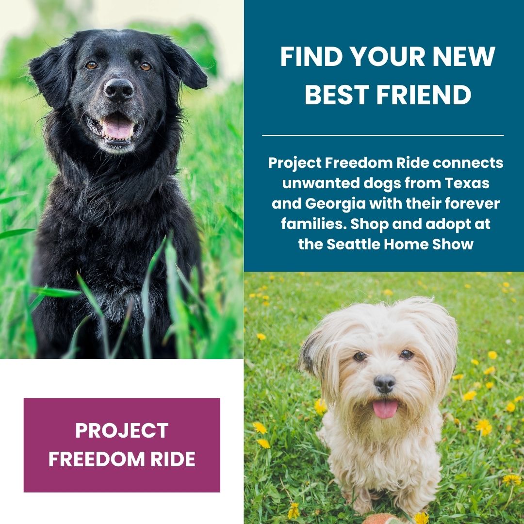 Nothing makes a house a home like a furry friend! Shop all your home necessities and bring home your next best friend at the Seattle Home &amp; Garden Show. ​

Tickets available online now ➡️ seattlehomeshow.com​

#DogAdoption #PetAdoption #MakingaHouseaHome #PNW