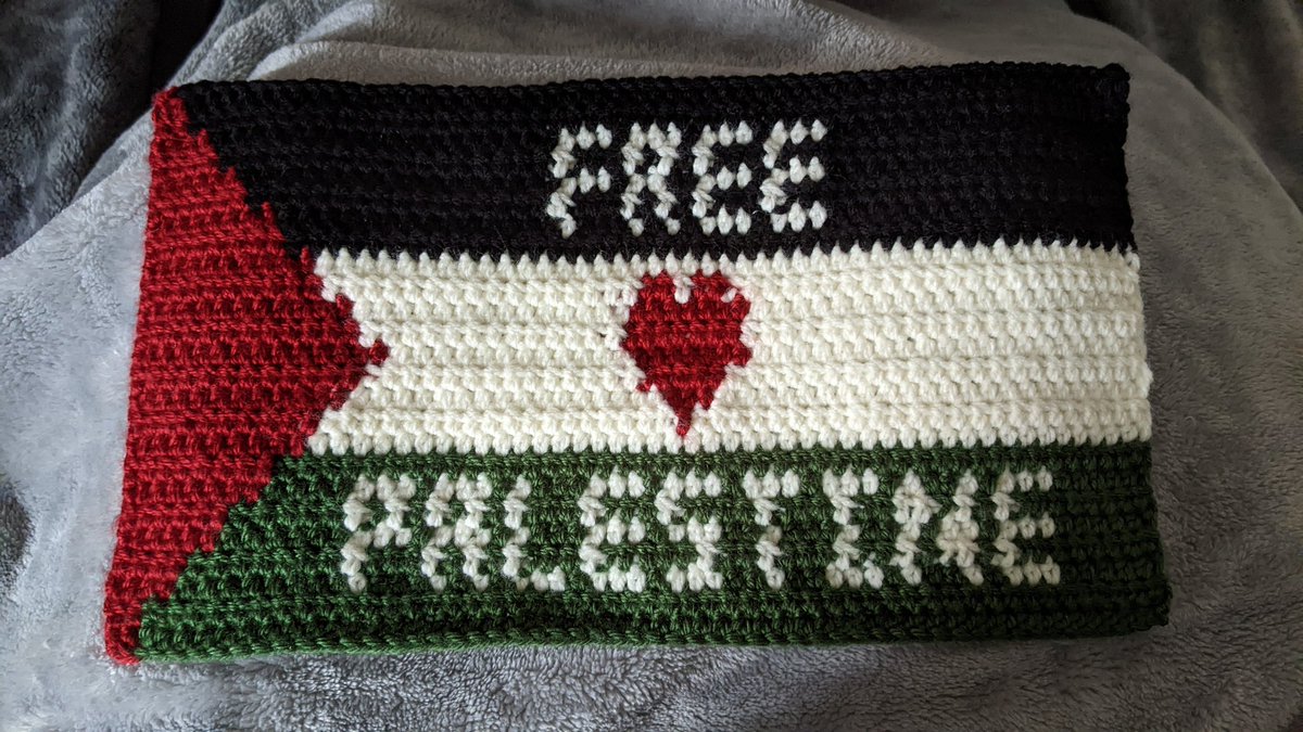 Hello crocheters I have created a free graph pattern for 🇵🇸. If enough people want and would find it useful I can make written instructions!  Materials I used are in the thread below. #freepalestine #crochetpatterns #tapestrycrochet