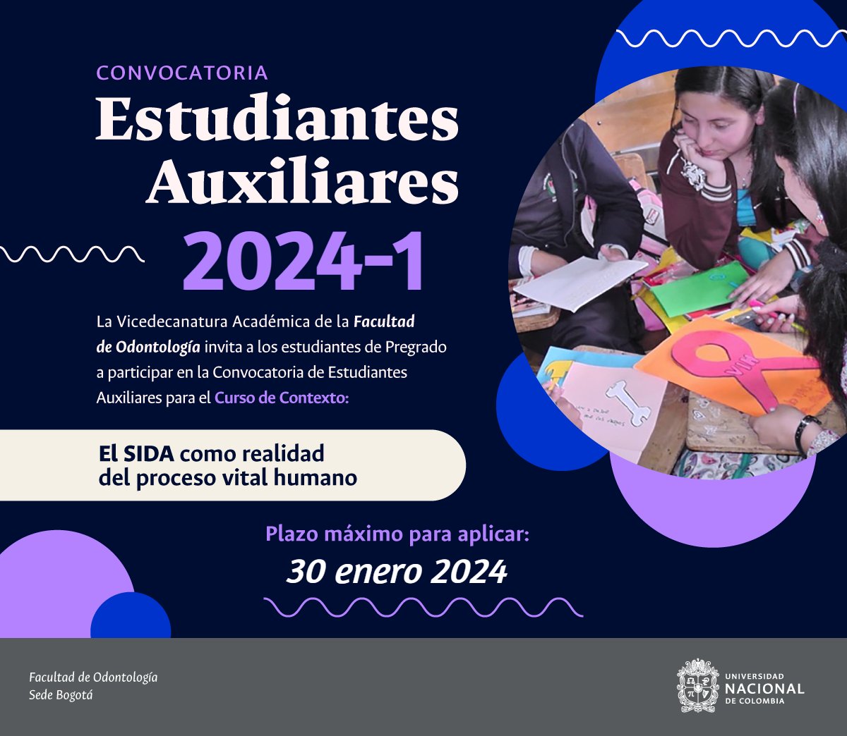 Facultad de Odontología - Universidad Nacional (@founbogota) on Twitter photo Convocatoria Estudiante Auxiliar 2024-C0160 - Cierre 30 enero 2024 Convocatoria Estudiante Auxiliar 2024-C0160 - Cierre 30 enero 2024