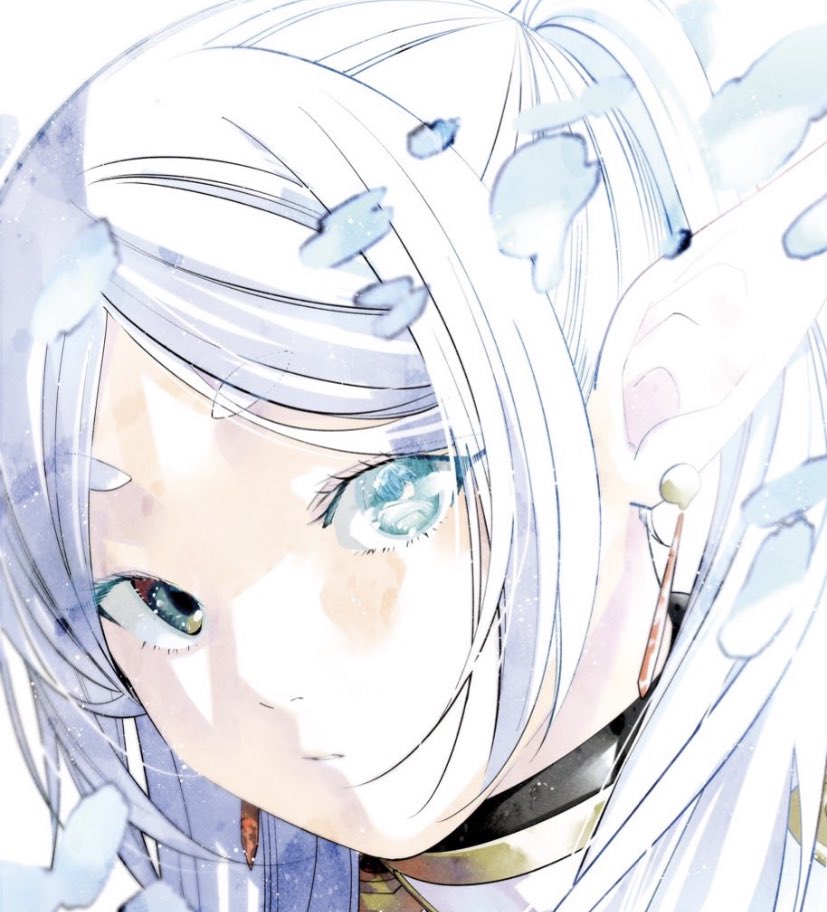 fr1mm4l's tweet image. everytime i come across “frieren doesn’t love himmel” allegations, i will simply just drop this art of her secretly staring at him as flowers flutters around them and go on with my day smiling from ear to ear knowing that she yearns for him just as he does without her knowing