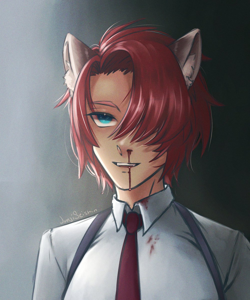 Junji_Nocti's tweet photo. "Hey, that really hurt y'know.♥️"
Sketch redraw for today ! I wanted to give it more emotion compared to how I drew it before
 #ENVtuber #Vtuberart #joobyart 

2023 vs 2024 https://t.co/jlaLg4gUny