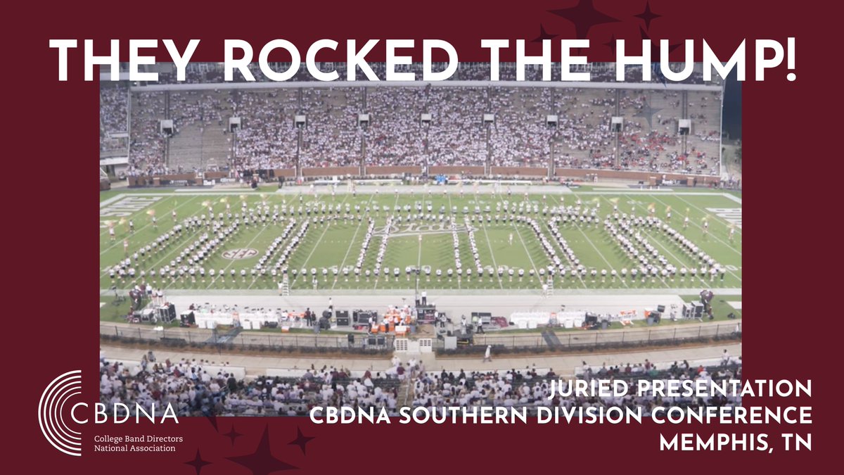 maroonband's tweet photo. Our "They Rocked the Hump" halftime show from this Fall has been selected for a juried presentation at the upcoming @CBDNA_National Southern Division Conference at @uofmemphis! Our students deserve the credit for this because they performed the show so well. #HailState https://t.co/21FYCkVfTr