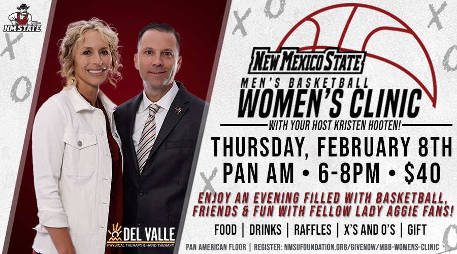 NMStateMBB's tweet photo. Secure your spot for the '24 Women's Clinic 🏀

The event takes place Thursday, Feb. 8, but RSVP now

CLICK THE LINK TO GET STARTED ⬇️
https://t.co/mpiQRkt6l2

#AggieUp | #FirstLadyOfBasketball https://t.co/ji9TO2FnNY