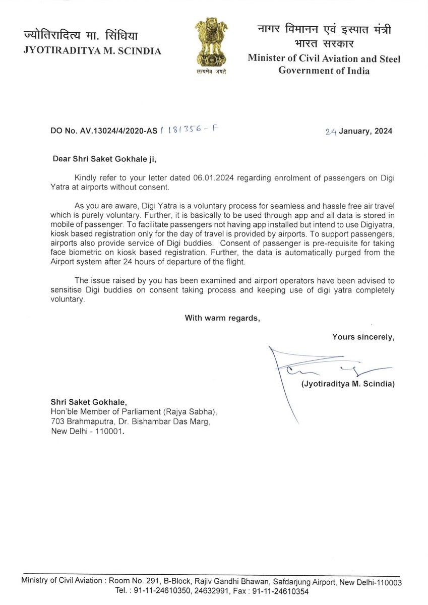 This SHOCKING info comes 3 days after I shared a letter sent by Civil Aviation Minister <a href="/JM_Scindia/">Jyotiraditya M. Scindia</a> ji to me assuring that DigiYatra is voluntary &amp; that no one can be forced to sign up. 

A survey by Local Circles of 10,892 passengers found that:

- a shocking 29% said that they
