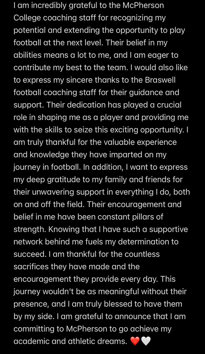 Christi58679596's tweet photo. #AGTG I'm very blessed to announce my commitment to MCPHERSON COLLEGE
🔴⚪️to further my academic and athletic journey‼️‼️thanks to @CoachJFisc @Coach_cRQQk @MACBulldogsFB
@CoachBeau_MC
@CoachJReliford @CoachAkalex @CoachHitchens @BengalLifestyle
@KentLaster https://t.co/njv5xwMMtz