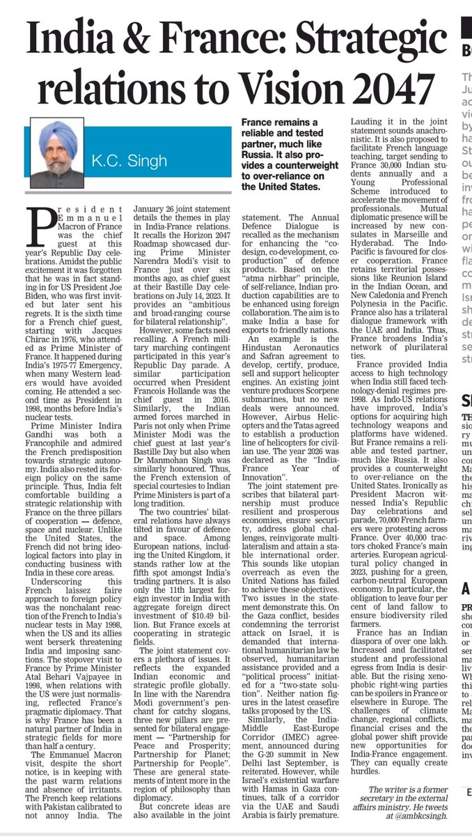 margueritetruth's tweet photo. Thanks for this panorama about France & #India relationships, where we discover that #Macron's VIP visit was, in fact, a stopgap, with a short notice... instead of #Biden, first invited, who sent his regrets.
#asianage #bouchetrou #Modi https://t.co/4MiKnvcvgb