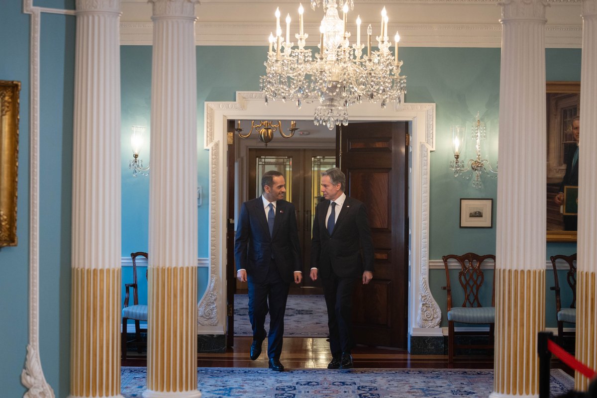 I met with <a href="/MBA_AlThani_/">محمد بن عبدالرحمن</a> in Washington, DC, to discuss efforts to secure the release of all the remaining hostages held by Hamas. We are thankful for Qatar’s partnership and indispensable role in mediating.