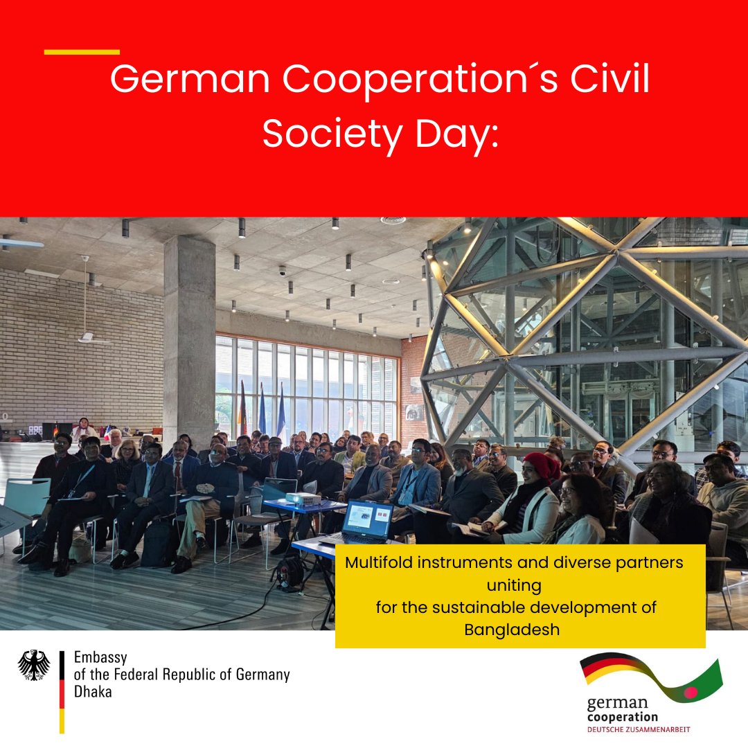 GermanEmbassyBD's tweet photo. #developmentdienstag 
Fruitful afternoon with encouraging results at the “German Cooperation's Civil Society Day” in the Embassy! It was inspiring to see over 50 participants from 🇩🇪-funded Bangladeshi&amp; international NGOs to discuss scopes of cooperation and synergies. https://t.co/5tSKn5yjGv