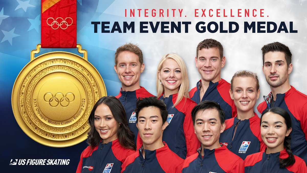 We are extremely proud of our 2022 Olympic champions – Nathan Chen, Vincent Zhou, Karen Chen, Alexa Knierim, Brandon Frazier, Madison Chock, Evan Bates, Madison Hubbell, Zachary Donohue – for their excellence on and off the ice. #MoreThanMedals