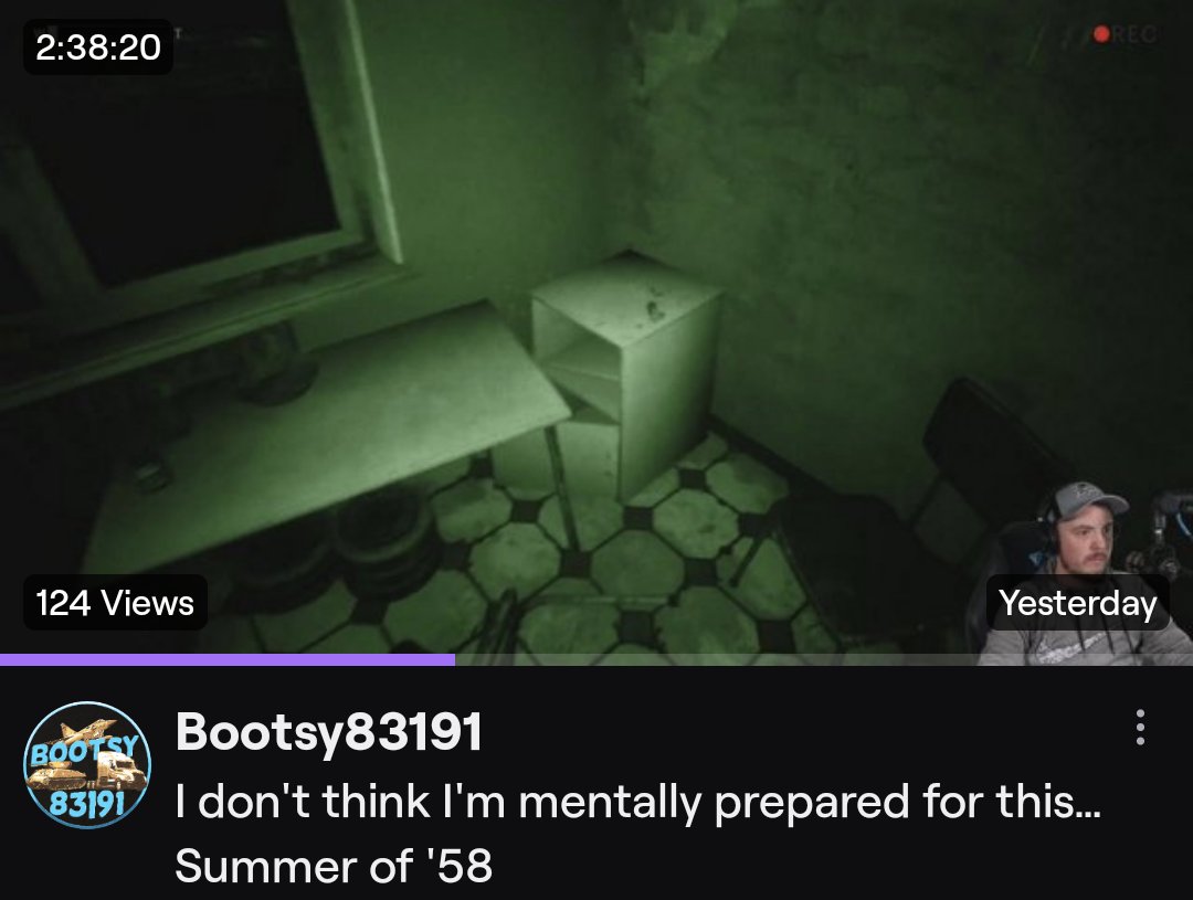 Bootsy83191's tweet photo. "Hey Boots, you haven't streamed in a while."

*Looks at past vods*

🤔 https://t.co/vQnMuS2bcd