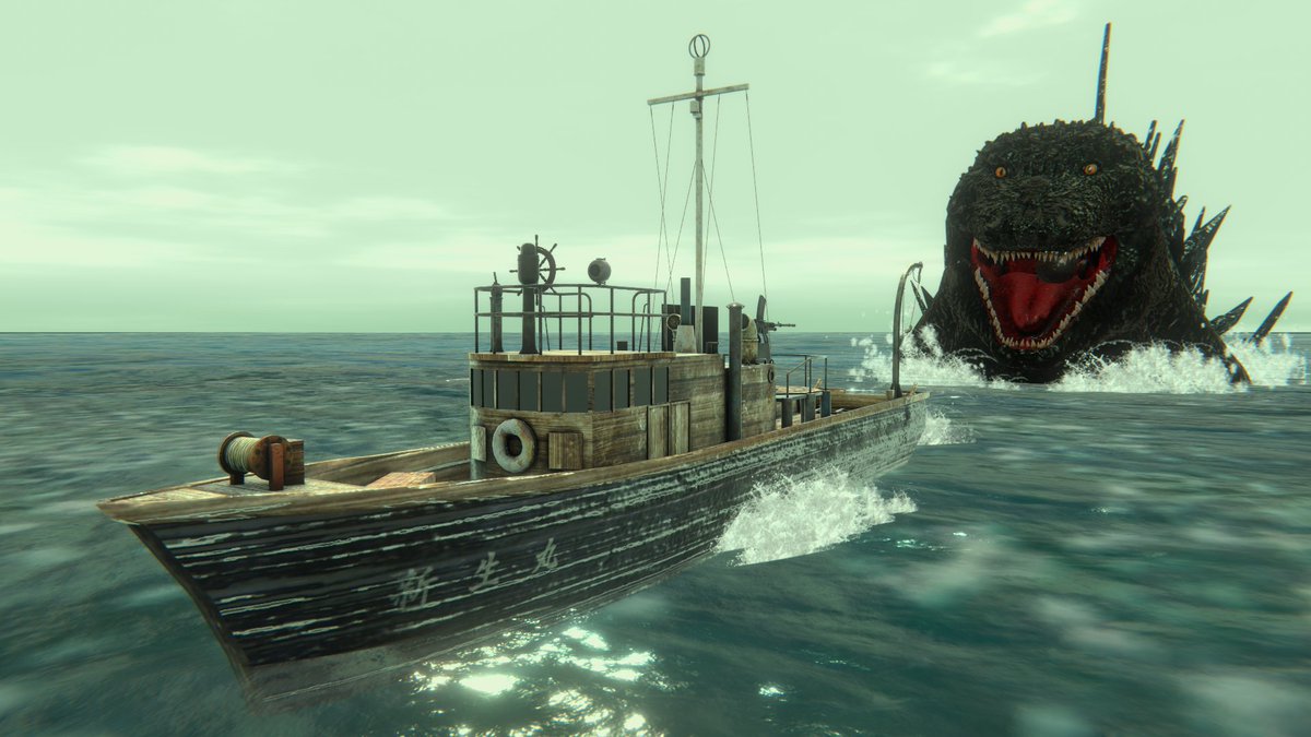 Godzilla-1․0 Boat Attack by @MotenCafe PC Only Capacity - 55 Size - 32.93 MB World Launch Link👇 vrchat.com/home/launch?wo… #ExploreVRChat #VRChat_world紹介 #VRChat