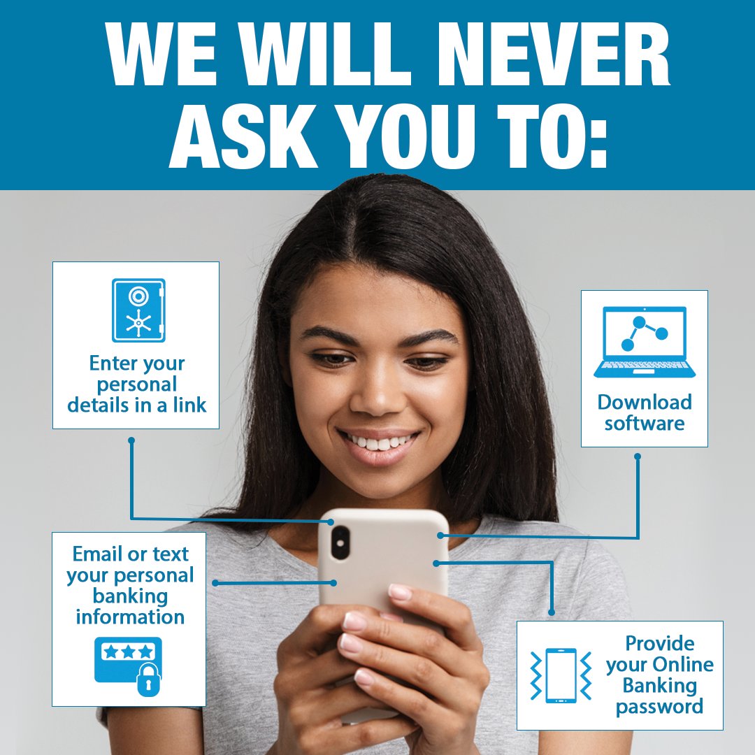 TheSmartThinker's tweet photo. @X Northern Inland will never ask you to:

✅Enter any personal information in links
✅We will never request personal information via email or text
✅We will not ask for your online banking password
✅Request software downloads
✅Ask for unnecessary personal details https://t.co/hQGimfmsgc