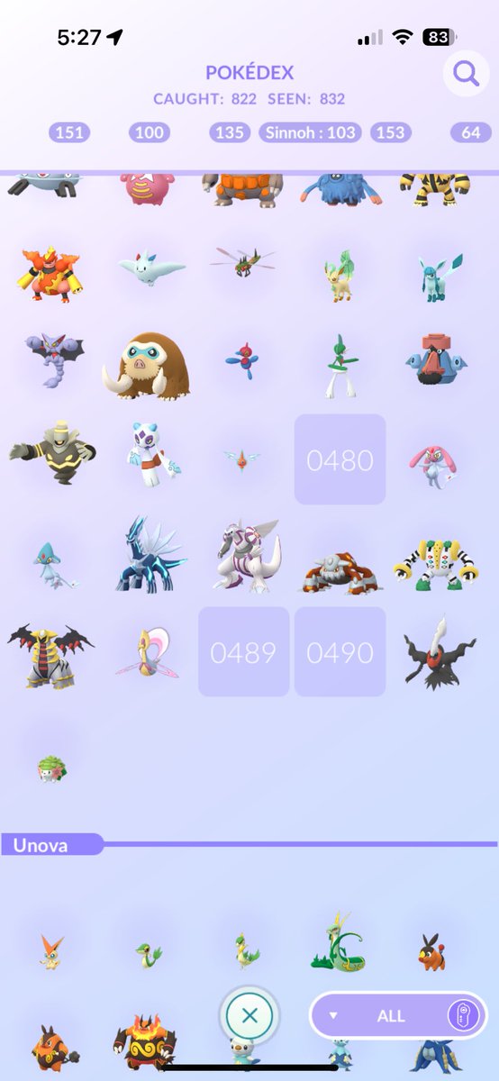 PokeSwim3r's tweet photo. @pokedaxi I don’t know, I noticed in my Sinnoh badge that it says I’m at 103/107 and the only Pokémon I know I’m missing is Uxie, Phione and Manaphy. So I still believe Arceus is coming in some way shape or form. https://t.co/fFbpEsYvsq