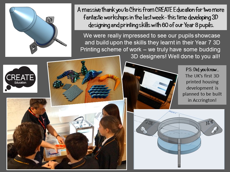 Feeling very grateful to CREATE Education and BAE Systems for their ongoing support and provision of brilliant workshops that raise awareness of the potential of 3D printing and embed skills associated with it. Well done to all pupils that have been involved over the past week!