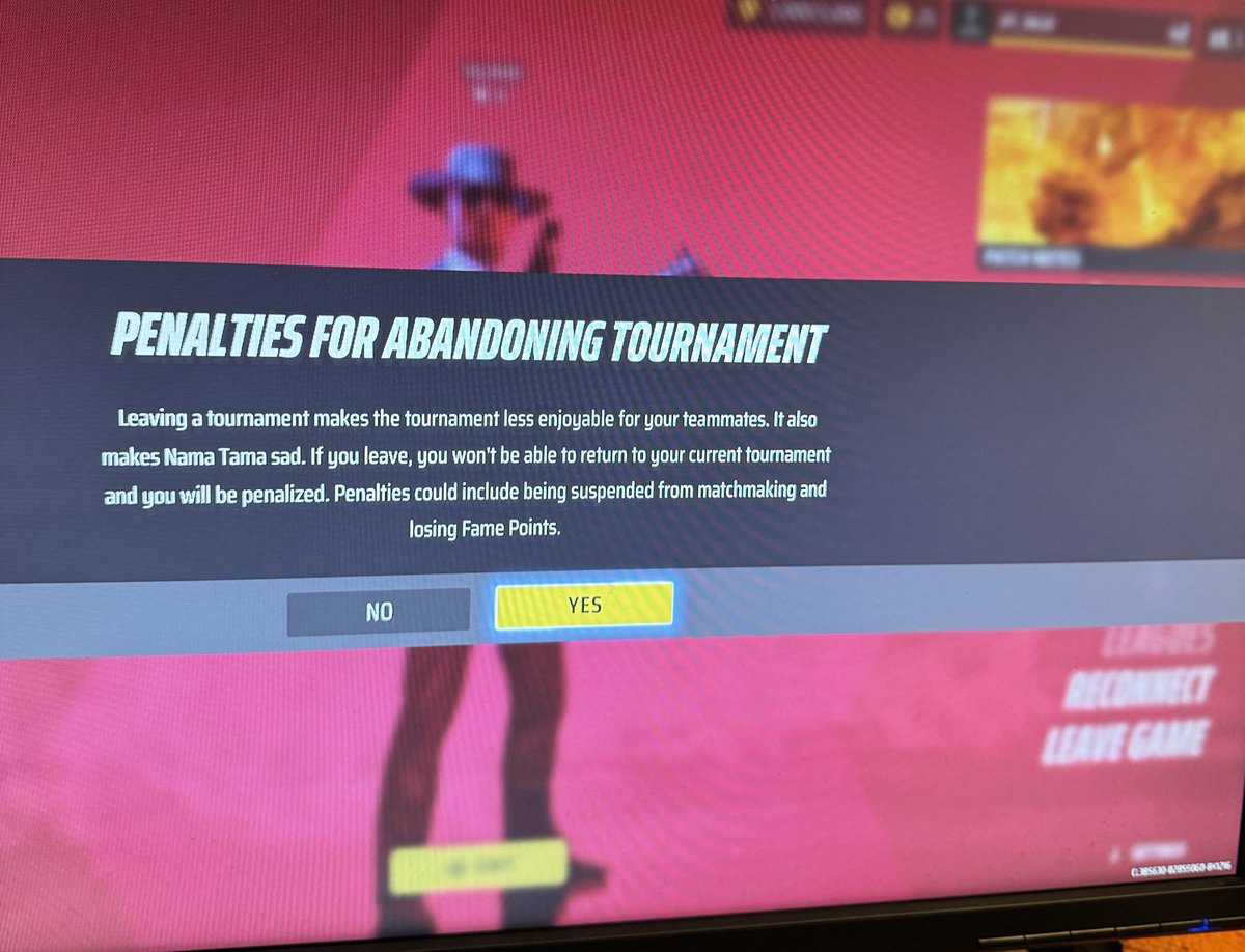 Jay_Baldi's tweet photo. @reachthefinals crazy how I’ll get randomly kicked from a game, the reconnect feature won’t work and I can’t leave game or I’ll be penalized… https://t.co/JYmncN7OO6