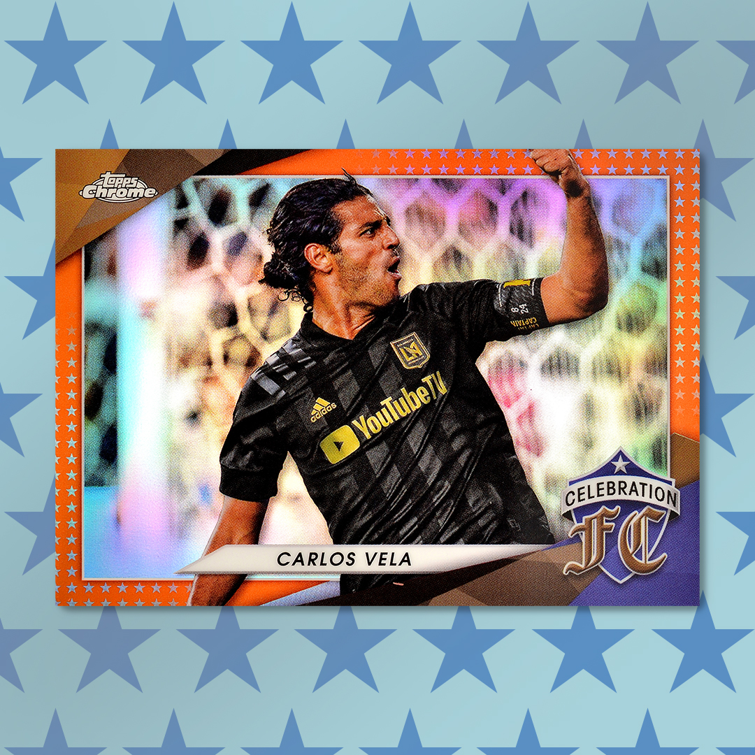 SecondCityCollx's tweet photo. Carlos Vela - 2021 Topps Chrome MLS Celebration FC Orange Refractor CFC-1 LAFC #/25 ⚽ Mexican forward for LAFC. Renowned for his skill, agility, and goal-scoring prowess. #carlosvela #lafc #soccer #majorleaguesoccer #mlssoccer #topps #toppsmls #mlscards #soccercards #sportscards https://t.co/JZxmgz3FoU