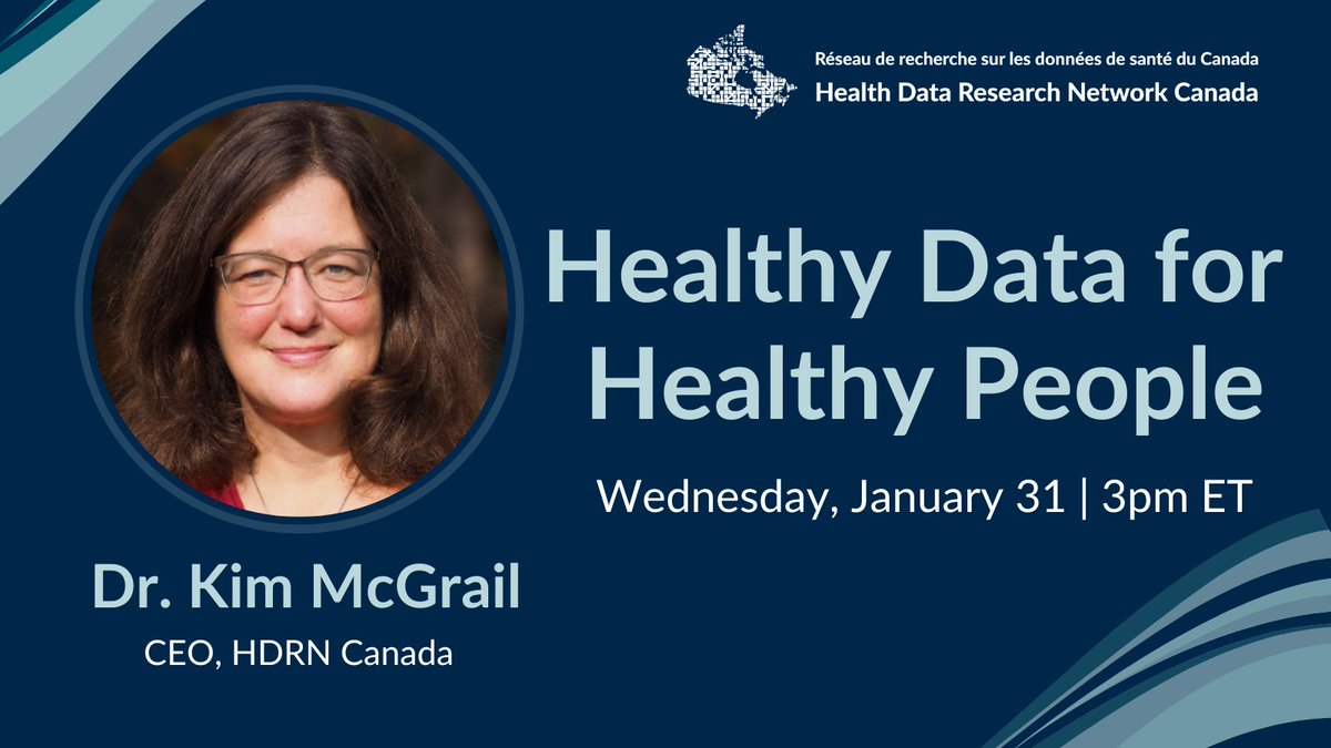 Why is #HealthData reform necessary for better research & policy? Join #HDRNCanada CEO @kimchspr + @CIHI_ICIS CEO David O'Toole, @paulborn /@Tamarack_Inst & Dr. Ewan Affleck /@CPSA_CA for Healthy Data for Healthy People 🗓️ Jan. 31 🕒 3pm ET REGISTER ➡️ zoom.us/meeting/regist…