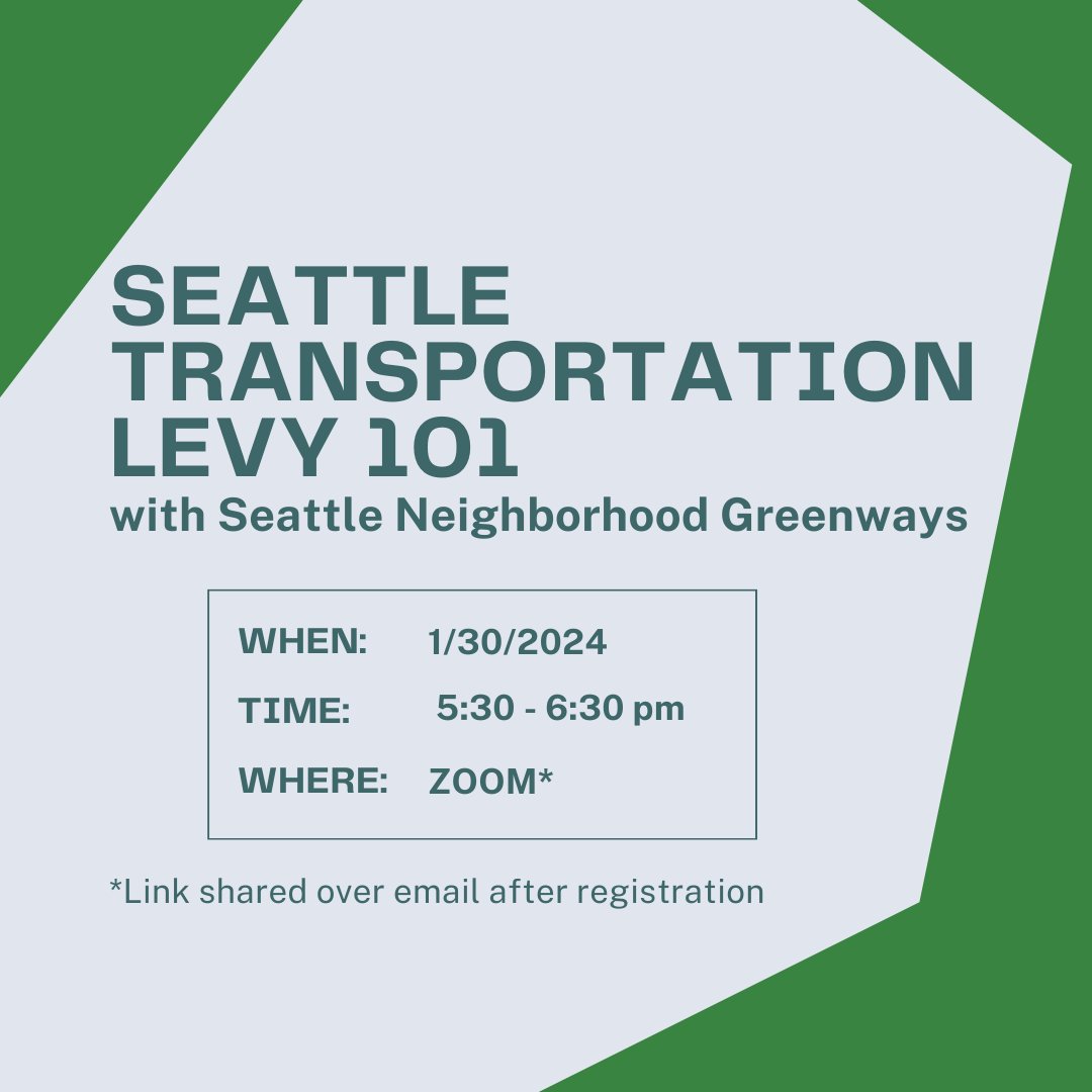 SNGreenways's tweet photo. Curious about Seattle's upcoming transportation levy? What does it do? And how can you influence the investments made on our streets, sidewalks, crosswalks, and bike routes?

Join us tomorrow for a crash course. No prereqs required.

REGISTER: https://t.co/Dq403lUPtF https://t.co/B5m7H4R9n0