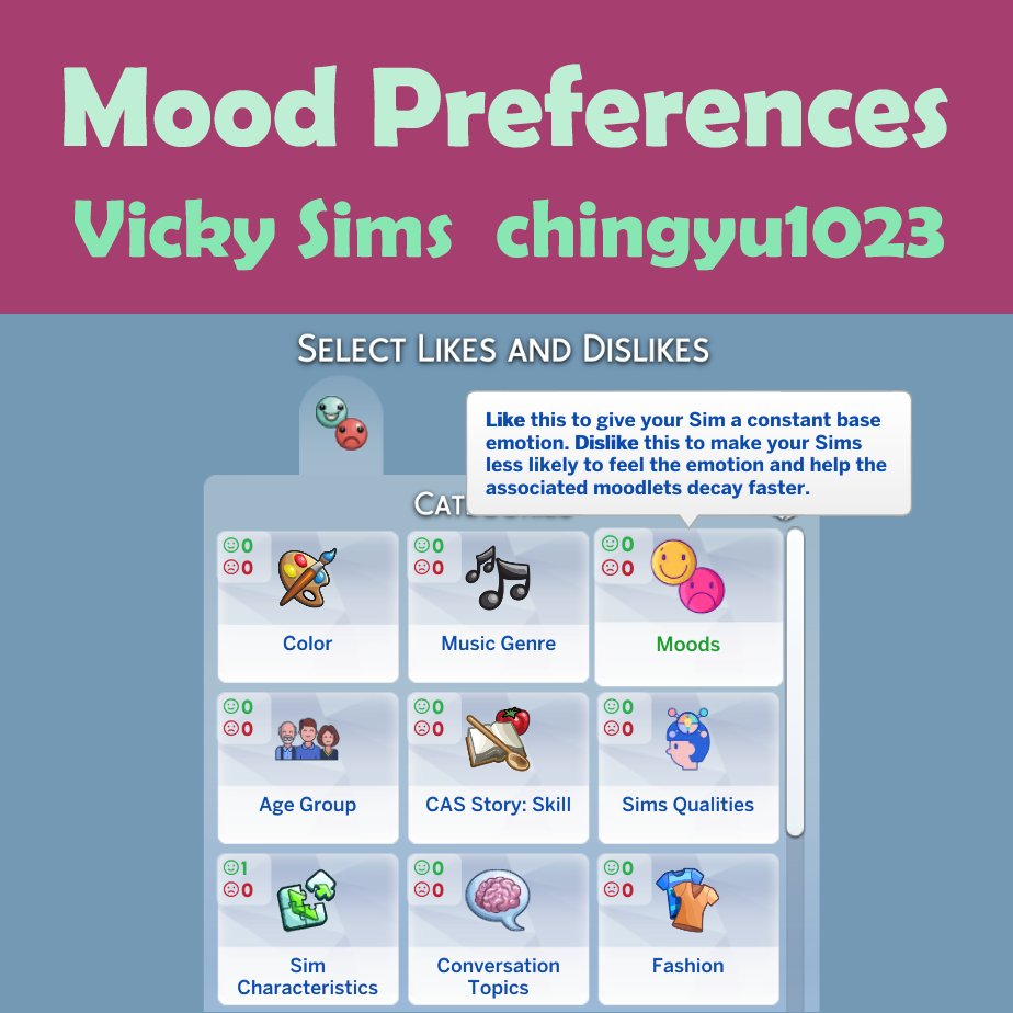 Mood Custom Preferences ✅Base Game Compatible 👇Info: chingyu1023vick.tumblr.com/post/740893028… #Sims4 #sims #Sims4cc #sims4mod #s4cc #TS4 #TheSims4 #s4mods #ts4mods #ts4cc #TheSims #ModSims4 #sims4ccfinds #mod #cc #thesims4cc #sim #customcontent #maxismatch #Sims4ForRent #ForRent #simscommunity