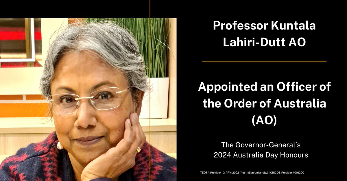 Congratulations to Crawford’s Professor Kuntala Lahiri-Dutt who was appointed as an Officer of the Order of Australia (AO) as part of the Australia Day Honours 2024, in recognition of her service to natural resource management research and innovation, gender equality, and…