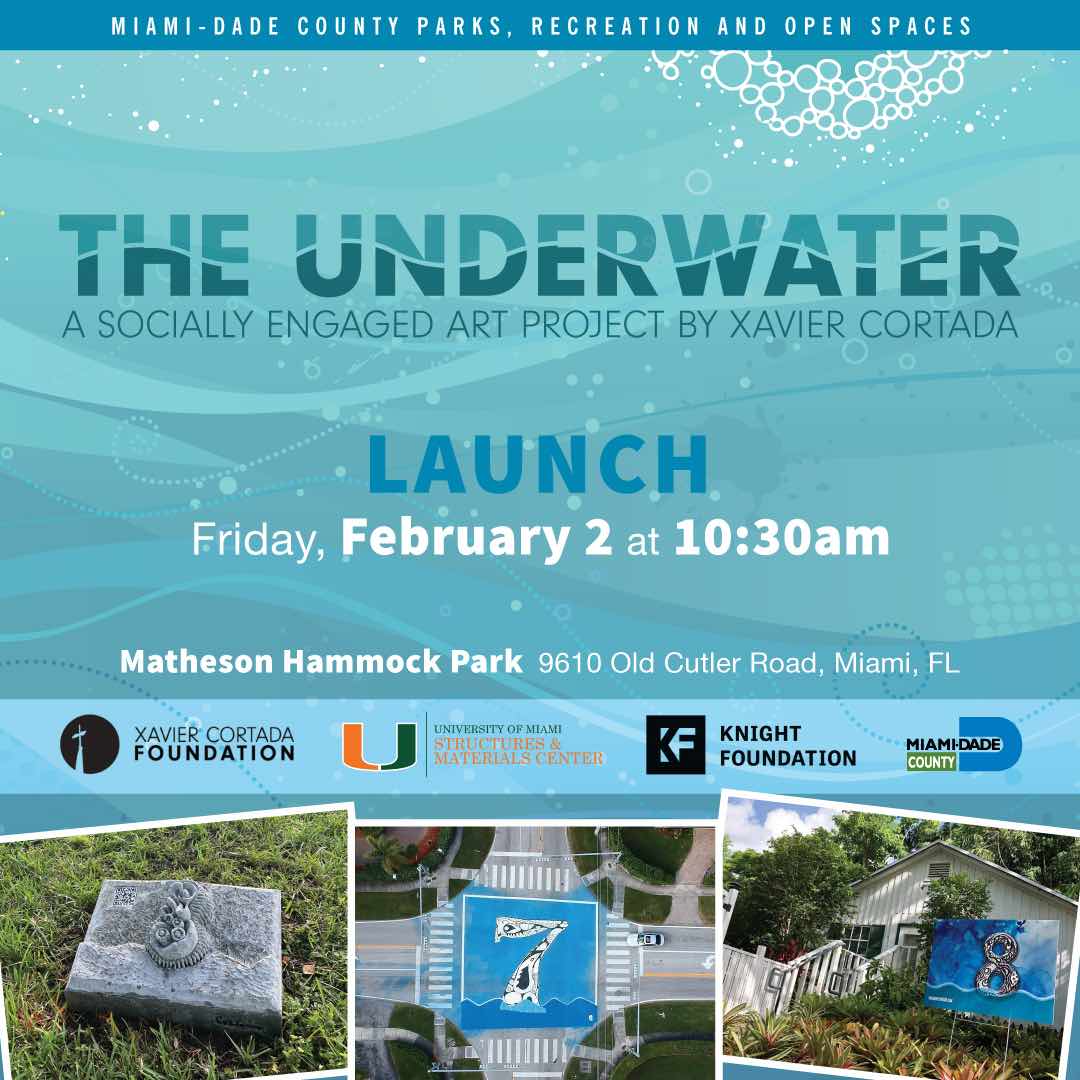 xcortada's tweet photo. Join @MayorDaniella as she launches @MiamiDadeCounty  artist-in-residence @xcortada  project, “The Underwater: Miami-Dade Parks,” on 2/2/24 @ 10:30am at Matheson Hammock Park!
 
#underwater305

Learn more at https://t.co/bdZyHg1JEc https://t.co/I4naDuhxPa