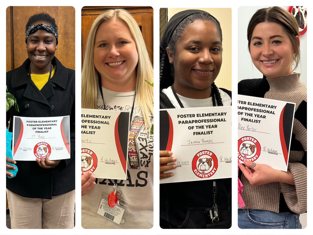 Congrats <a href="/FE_ArtClass/">FE_ArtClass</a> Mrs. Gallow &amp; <a href="/tayrobbins004/">Mrs.Robbins ( Tatum) ✌️❤️🐾</a> : teacher of the year finalists for our campus. 
Congrats to Ms. Pratt, Mrs. Younts, Ms. Thomas, &amp; Ms. Porter: paraprofessionals of the year for our campus. 
Your nominations are well deserved. Bulldogs are lucky to have you!
