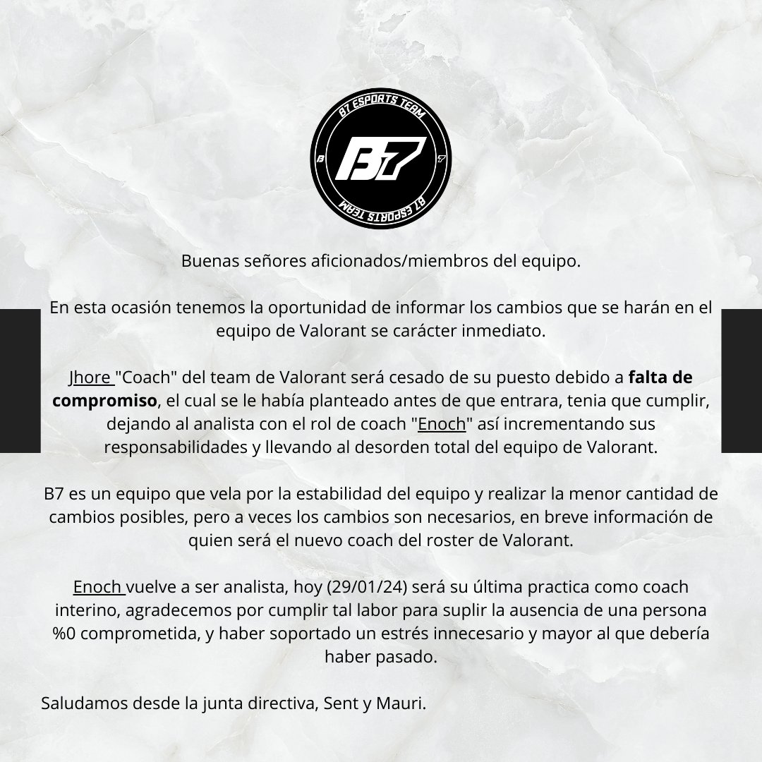 B7EsportsGG's tweet photo. ¡Comunicado importante! 🙀🙀🙀#GOB7🎌🎌🤨🤔🫡🫡 https://t.co/EPvNEz17xw