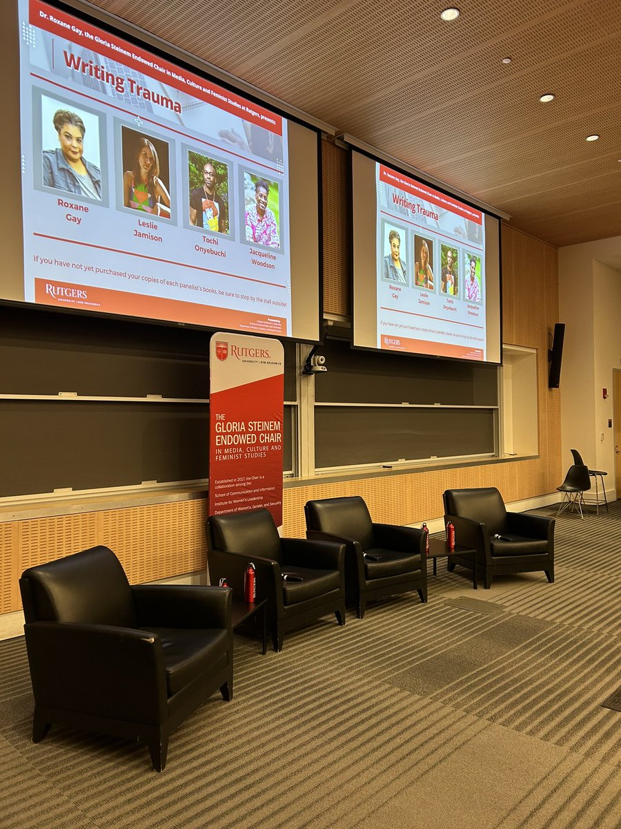 We are here LIVE with Dr. Roxane Gay and a panel discussion featuring authors Leslie Jamison, Tochi Onyebuchi, and Jacqueline Woodson. Join us as they will discuss ways to write trauma and how to do it ethically and effectively. Stay tuned as we live tweet this event. #RUSCIProud