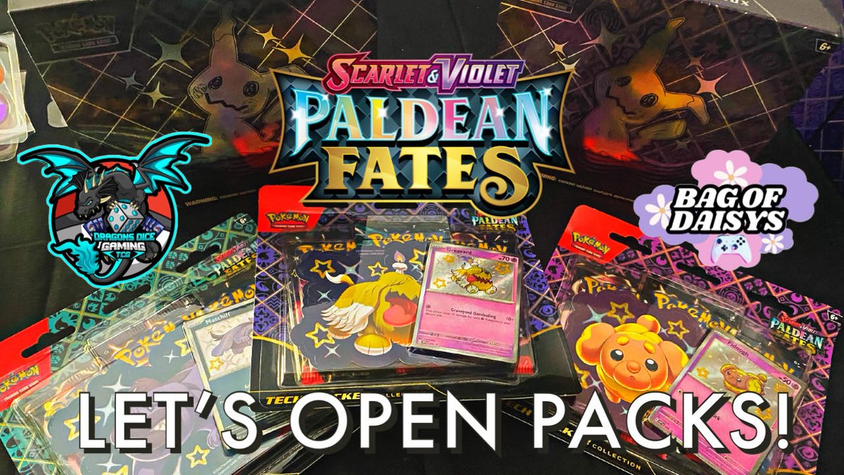 dragonsdicegame's tweet photo. Hey Dragons! More Pokemon TCG Scarlet &amp; Violet : Paldean Fates! We're Live Opening Some Packs! Come Hangout! See What We Pull!  👀 #Live #youtubegaming #havefun #streaming #subscribe #pokemontcg #shorts #pokemon #Pikachu #tcg #pokemoncards #packopening #codecards #PSA https://t.co/7gKgtJXYNV