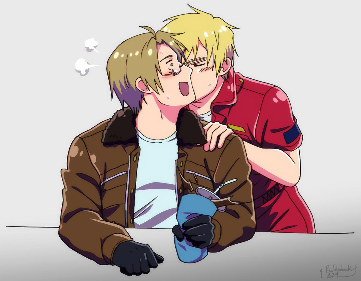 Quick kiss💕 #ヘタリア #hetalia #アルアサ #usuk, image size:1200x933