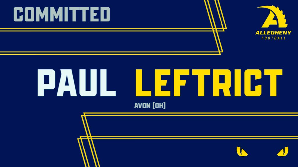 Paul Leftrict (@paul_leftrict) on Twitter photo Blessed to announce that I will be continuing my academic and athletic career at Allegheny!
<a href="/coach_elderm/">Coach Elder</a> @CoahTWilson26 <a href="/Coach_Layer/">Braden Layer</a> #Gogators Blessed to announce that I will be continuing my academic and athletic career at Allegheny!
<a href="/coach_elderm/">Coach Elder</a> @CoahTWilson26 <a href="/Coach_Layer/">Braden Layer</a> #Gogators