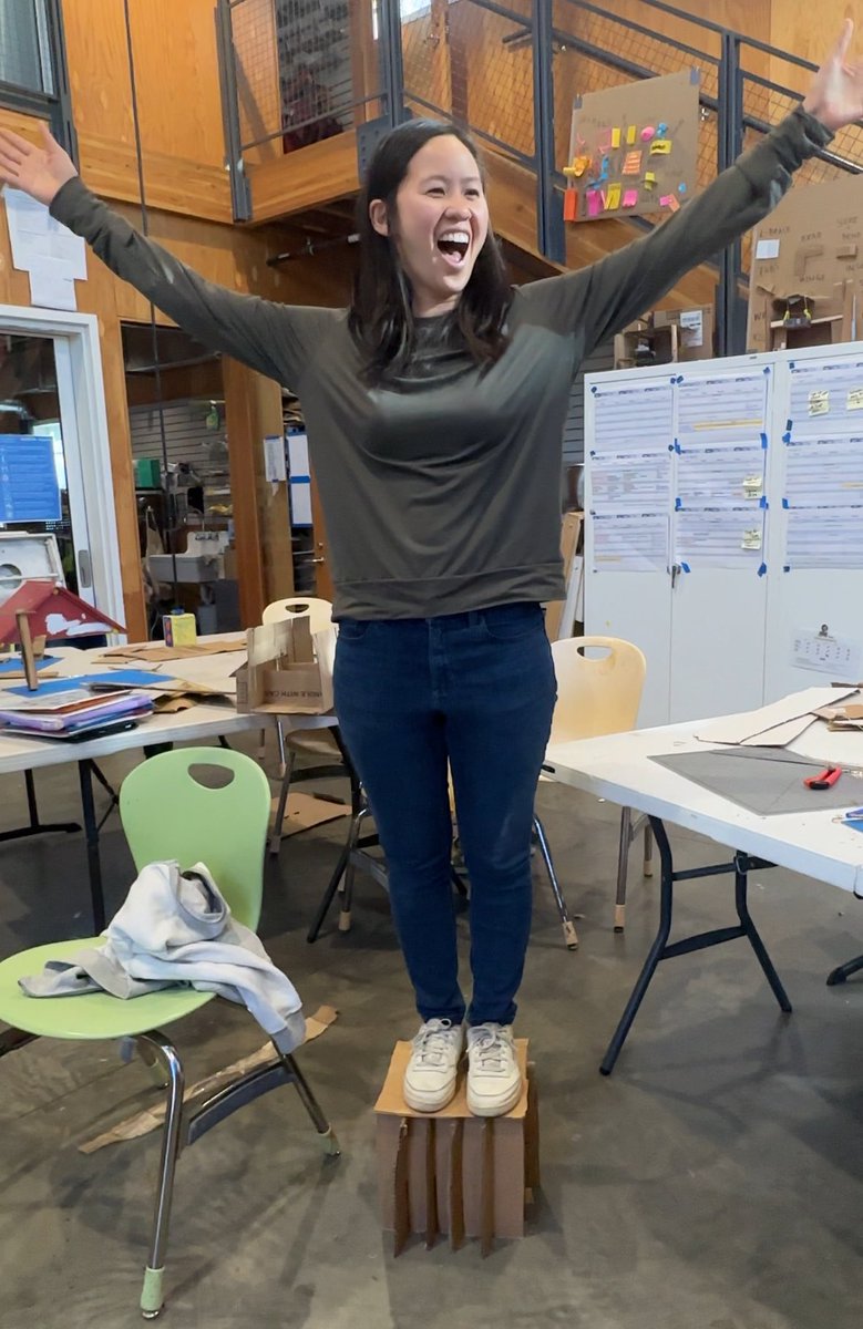 Ss learned some cardboard cutting and construction skills. Their challenge was to build a stool taller than 10in that I can stand on. Let’s just say, I’d trust most of them with my life :) #makered <a href="/HillbrookSchool/">Hillbrook School | Los Gatos, CA | San José, CA</a>