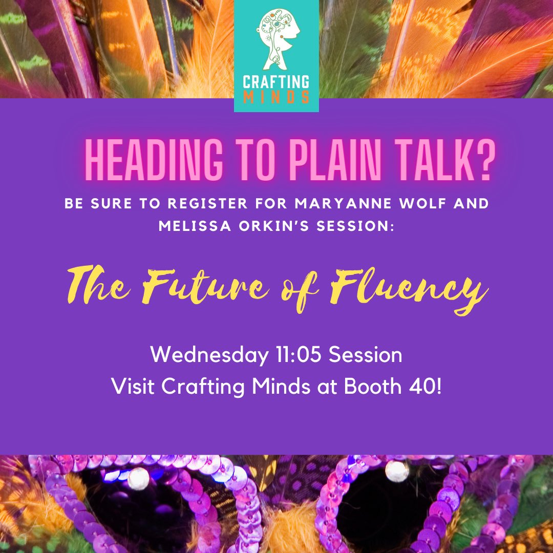Sarahabbottganz's tweet photo. Heading out bright and early! Stop by Booth 40 to say hello to me (and the Crafting Minds Group.) My colleague, Dr. Melissa Orkin will be presenting with Dr. Maryanne Wolf. #plaintalk2024 #plaintalknola #craftingmindsgroup #decodingduo #structuredliteracy #basejumpersmorphology https://t.co/LE94FI5Rq1
