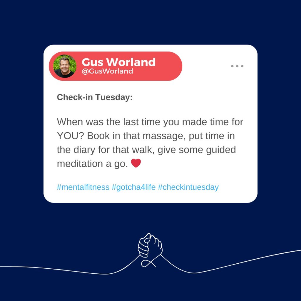 It’s important that we consciously make time for ourselves ❤️ @Gotcha_4_Life #mentalfitness #gotcha4life #checkintuesday