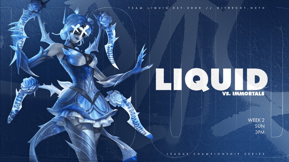 visualsandwich's tweet photo. Liquid match day graphic for the league of legends championship series
#lcs #leage #graphicdesign #mockup https://t.co/TcEAUahiF1
