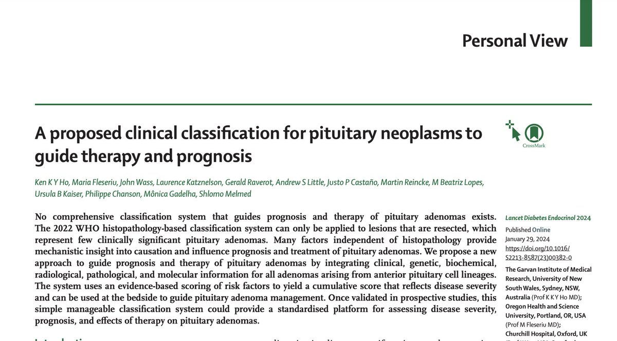 Pituitary Society (@pituitarysoc) on Twitter photo New hot off the press ! <a href="/PituitarySoc/">Pituitary Society</a> <a href="/TheLancetEndo/">The Lancet Diabetes & Endocrinology</a> Proposed comprehensive classifications for #pituitary #adenomas for both unresected and resected adenomas...semi-quantitative scoring system easily applied in the clinic.Share Link free for 1 month:
authors.elsevier.com/c/1iW3W7tNucn7… New hot off the press ! <a href="/PituitarySoc/">Pituitary Society</a> <a href="/TheLancetEndo/">The Lancet Diabetes & Endocrinology</a> Proposed comprehensive classifications for #pituitary #adenomas for both unresected and resected adenomas...semi-quantitative scoring system easily applied in the clinic.Share Link free for 1 month:
authors.elsevier.com/c/1iW3W7tNucn7…