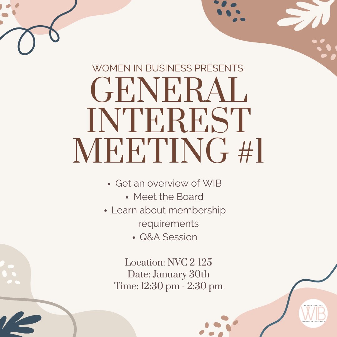 Baruchwib's tweet photo. Happy Spring Semester! 🌷

Missed us last semester? Come to one of our General Interest Meetings to see what we have to offer this semester 🫶 https://t.co/oKa2vEYI74