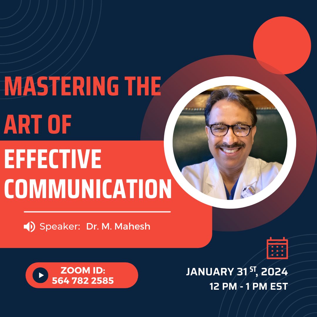 Attention professionals and students! 📣 Join me this Wednesday on Zoom for a seminar led by the esteemed Dr. Mahesh. Let's enhance our communication skills in the realm of medical physics. Hope to see you there! 
#CommunicationMatters #MedicalPhysics