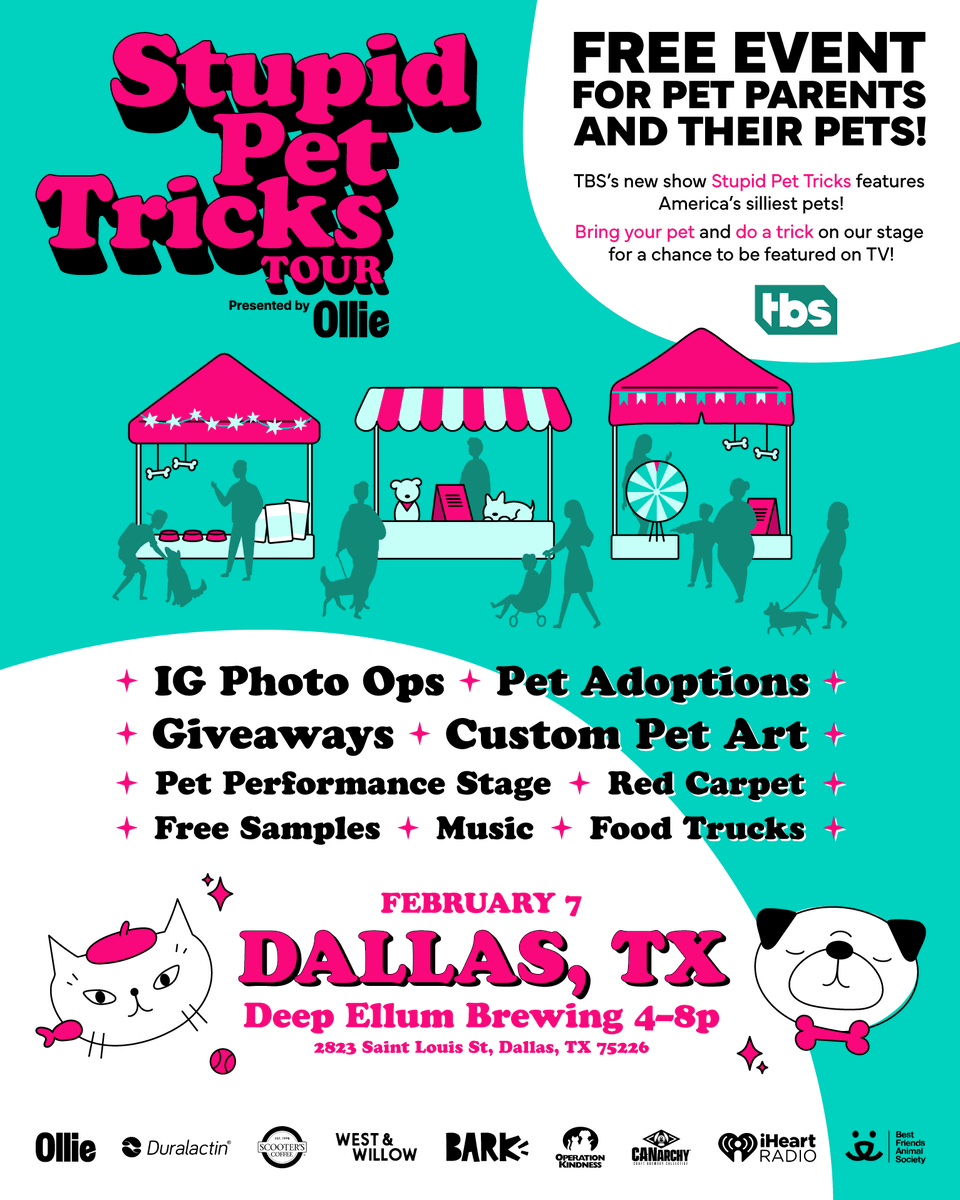DJ_KB's tweet image. Catch us live in the mix on February 7th at @deepellumbrewco for the @TBSNetwork Stupid Pet Tricks Promo Tour in Dallas, TX 🐶🐱🐭🐹🐵🐸