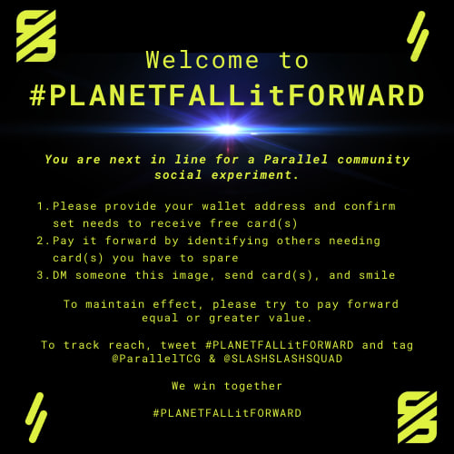 Flipping_Crypto's tweet photo. Join the #PLANETFALLitFORWARD movement and put a smile on someone's face!
@SlashSlashSquad @AshDanielz https://t.co/gWoGzBwY1T