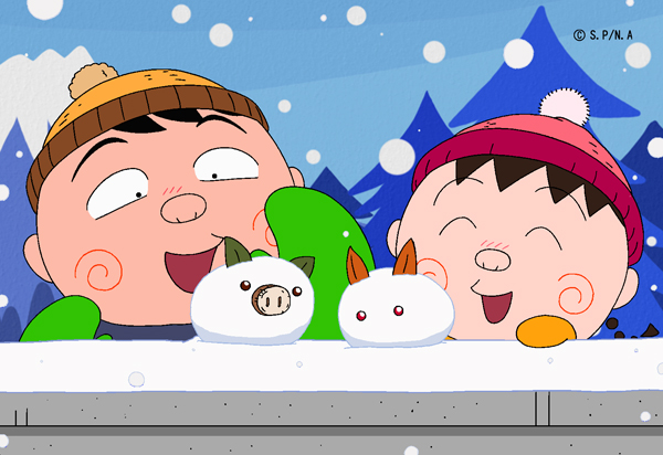トミ子の作った雪ウサギ、上手だブー😊 おいらが作ったのも、かわいい