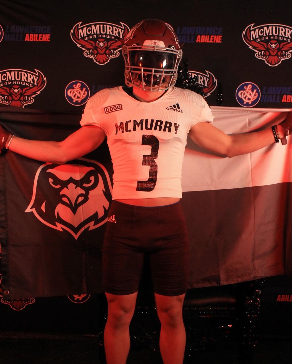 bradyward06's tweet photo. I’m very blessed to announce my commitment to continue my academic and athletic career at McMurry University. I would like to thank God, my family, friends, and all of my coaches who have helped me get to this point. Go WarHawks! https://t.co/HwRHDZKiJq