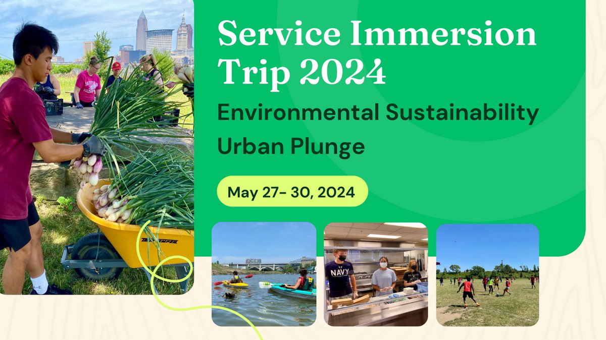 Mayfield Service Immersion 2024
Environmental Sustainability / Urban Plunge

Be part of this transformative experience within Cuyahoga Valley National Park and Ohio City where we will explore vital issues in our community through action and service.