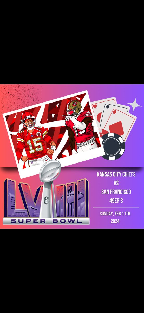 gumphrys's tweet photo. Super Bowl 58 will be played in Las Vegas, NV @ Allegiant Stadium on Sunday February 11th, 2024. And Will Feature The AFC Champion Kansas City Chiefs versus The NFC Champion San Francisco 49er’s. Will it be Mahome’s 3rd Super Bowl or The city of San Francisco’s 6th. https://t.co/kX7ExGnua3