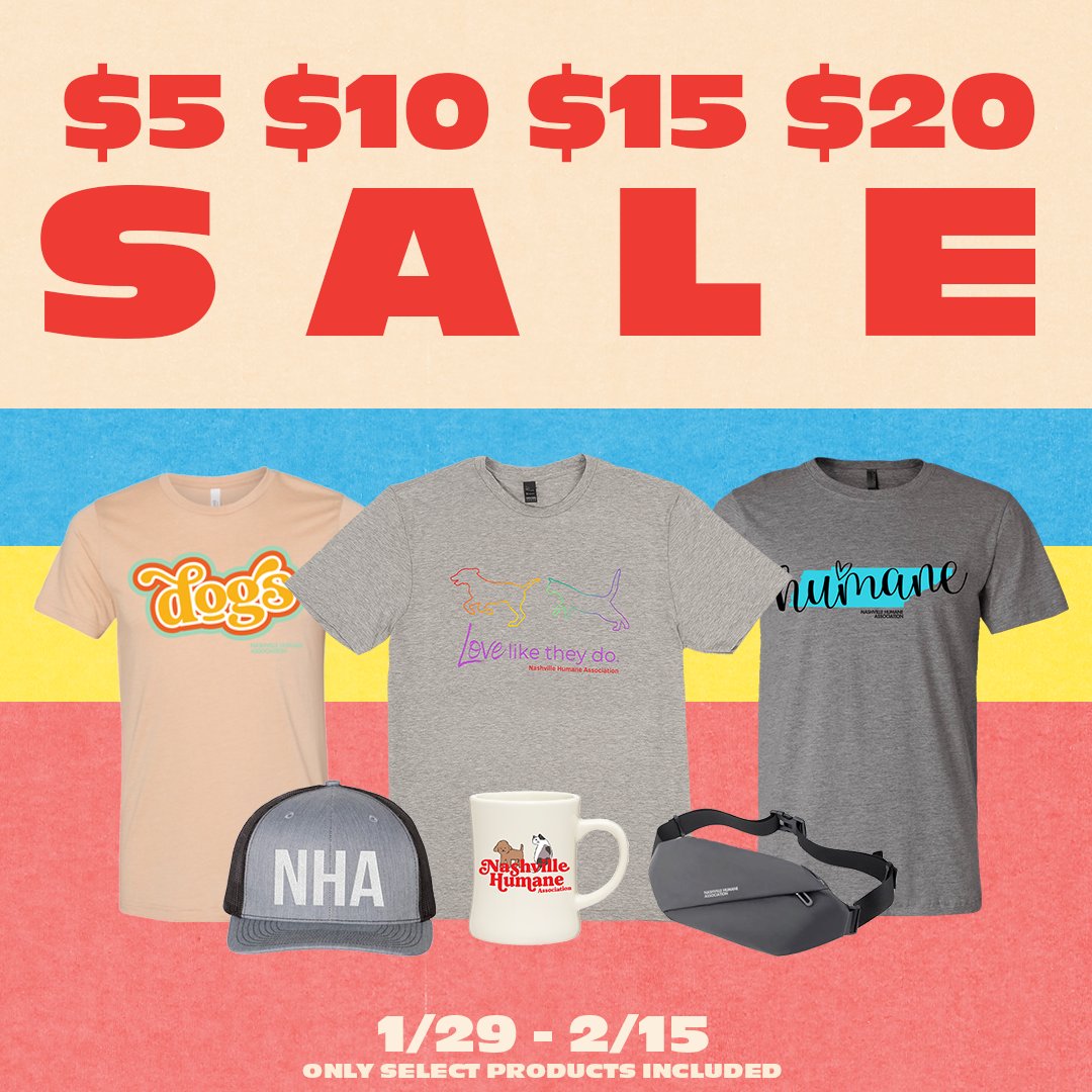 It's National Walk Your Pet Month and what better way to strut in style than with some new merch?!🐾 ⁠ The Nashville Humane merch store is having a big sale on select items through February 15th! Head to nashvillehumane.org o shop this sale!🛍️