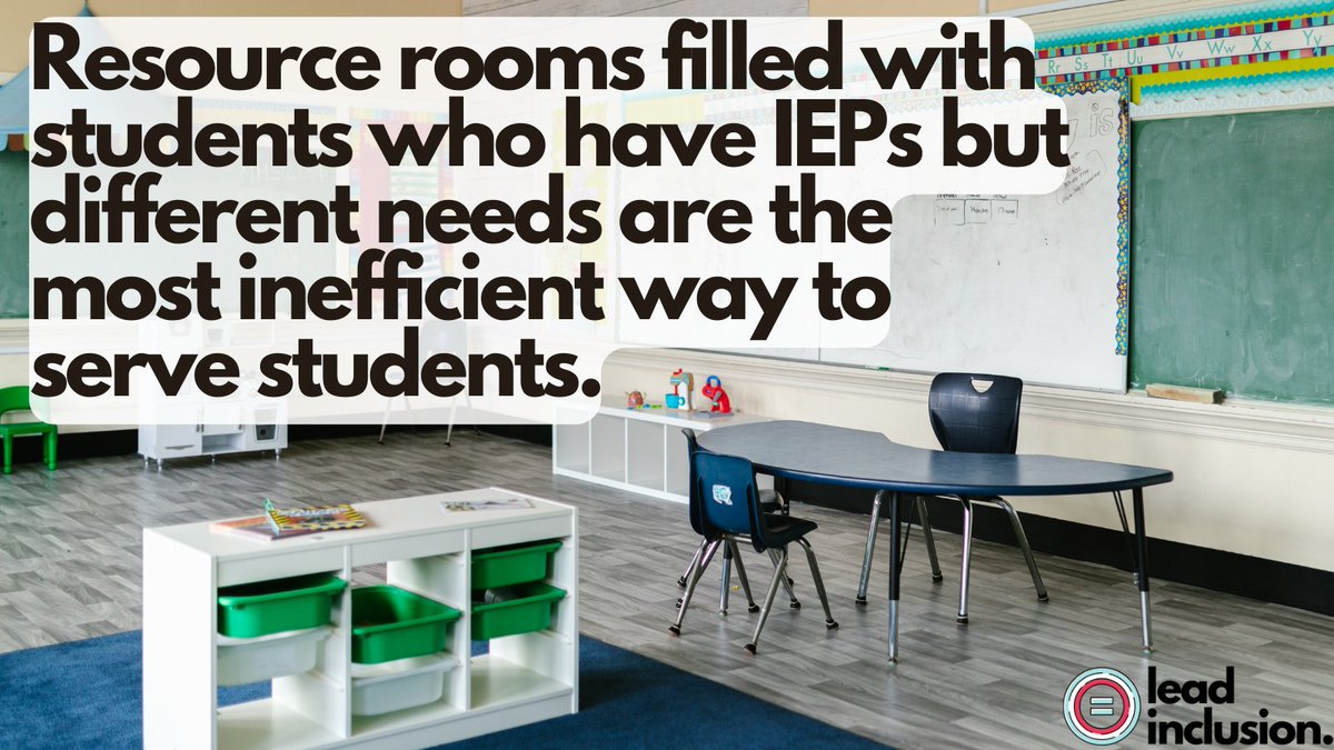 🔄 Resource rooms filled with students who have IEPs but different needs are the most inefficient way to serve students. Let's provide small-group intervention on specific skills instead. #LeadInclusion #EdLeaders #Teachers #UDL #TeacherTwitter
