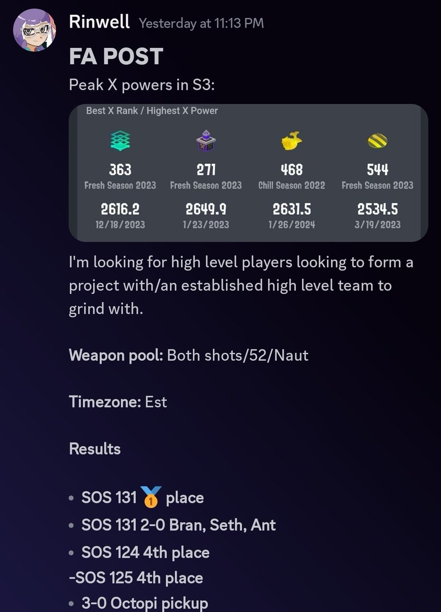 Any RTs appreciated!

I'm looking for a team of people with fun personalities, the drive to improve, respectful mentalities and an inoffensive competitive environment. Anyone around +3 level who might be looking/interested, feel free to contact me either here or on discord