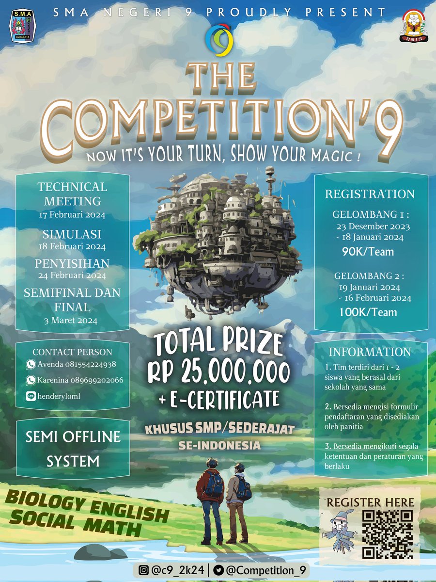 Competition_9's tweet photo. 🎩 Show Your Magic! 🎩
The BIGGEST NATIONAL Competition for Junior High School is back!

Let’s discover the magic together, shall we?

SMA Negeri 9 Surabaya proudly present
🪄 THE COMPETITION’9 2k24 🪄 https://t.co/XX6ospsGxN