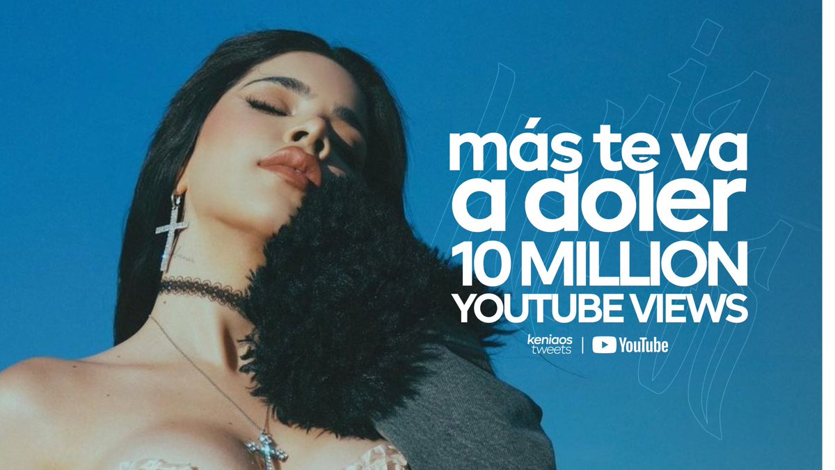 “Más Te Va a Doler” de @KeniaOS ha superado las 10 MILLONES de vistas en YouTube. Es su vídeo #47 en lograrlo.