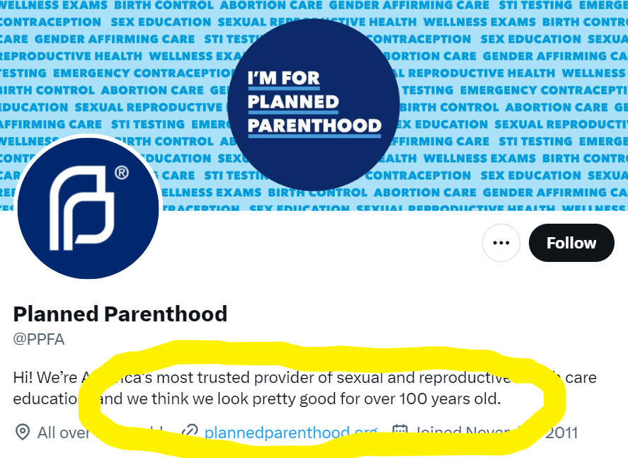 _C_Bailey3's tweet photo. I love how Planned Parenthood's brand includes humor and personality. I hope I look that good when I'm 100 😉 #psc511b   #Strategy https://t.co/1wNlRy8swy